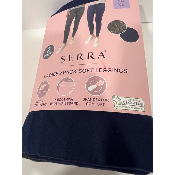 NWT XL (16-18) Women 2 PK Leggings Serra Brown Blue Soft Wide Waist Stretch - Picture 5 of 5